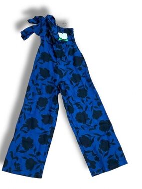 kate spade Royal Blue Floral One-Shoulder Wide-Leg Jumpsuit